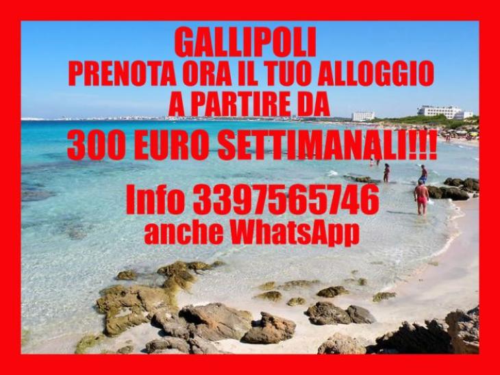 Gallipoli economica casa vacanze 50 metri dal mare